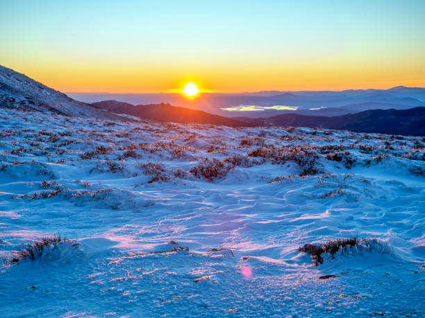 istock Winter sunset in the mountains 1960599117