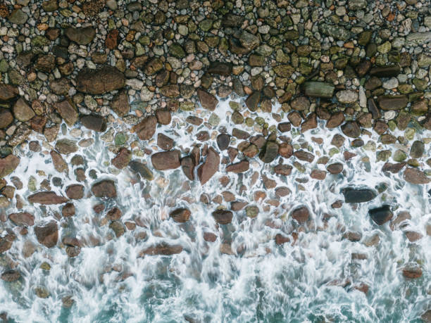 istock Sea waves and rocks from above 1960625274