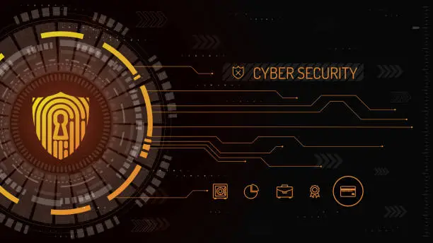 Vector illustration of Cyber security theme background with lock  icon