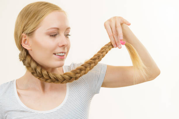 istock Blonde girl with braid hair 1960680859