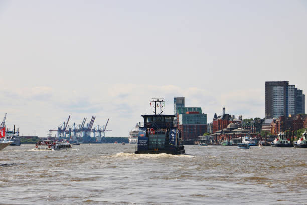 Hamburg, Germany - June 18th 2022: Hamburg Habor on a cloudy day