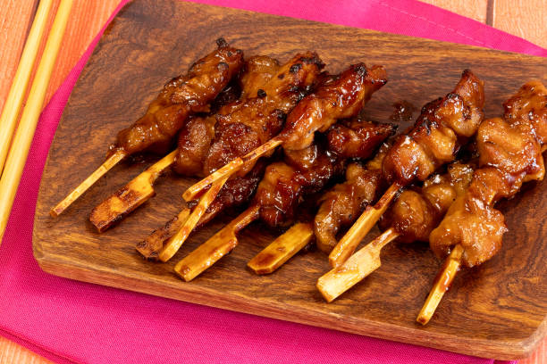 plate of yakitori, close up