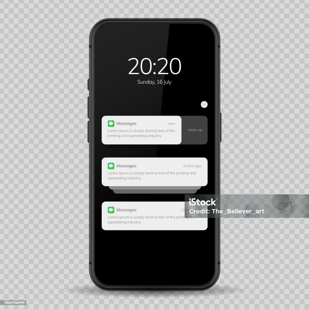 Line Notification Screen Notification Screen Ui Design Phone Notification Windows Template On A ...
