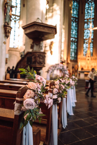 in-church ceremony, close-up flowers