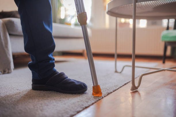 istock Disabled person walks with crutches 1960797228