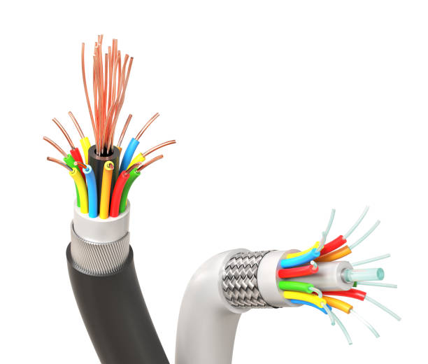 istock Electrical and fiber optic cable on white isolated background 1960844234