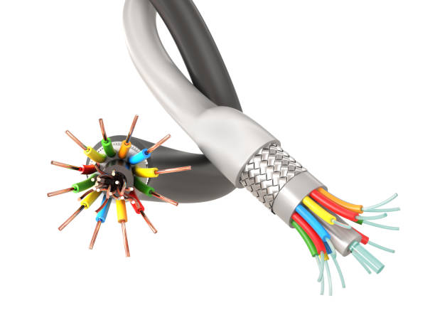 istock Electrical and fiber optic cable on white isolated background 1960844243