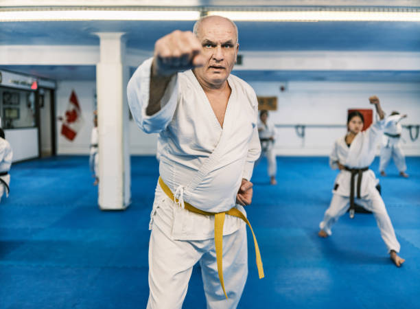 istock Karate fighter in karate school 1960871517
