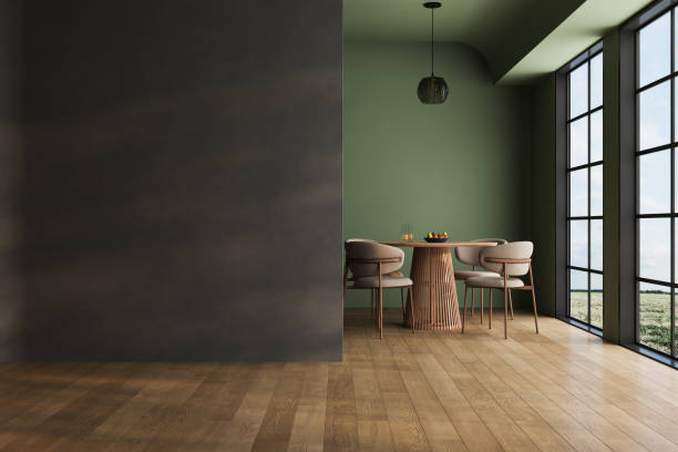 istock Empty living room with green tones and black walls. 1960882988