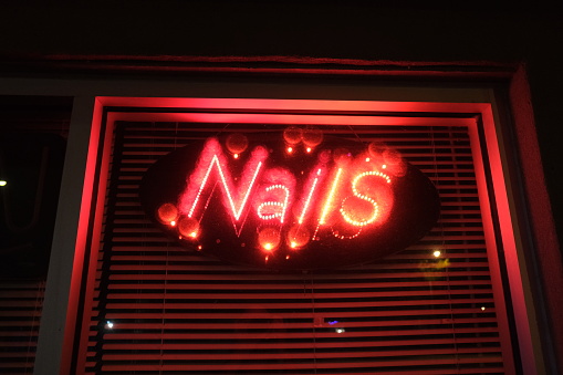 Neon Red Nail Salon Sign