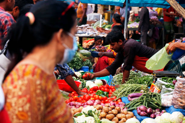 케랄라, 인도 - 2023년 3월 12일 ernakulam, 코치의 거리 야채 시장 가판대 - vegitables 뉴스 사진 이미지