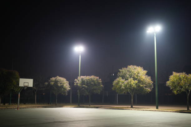 basketball court at night