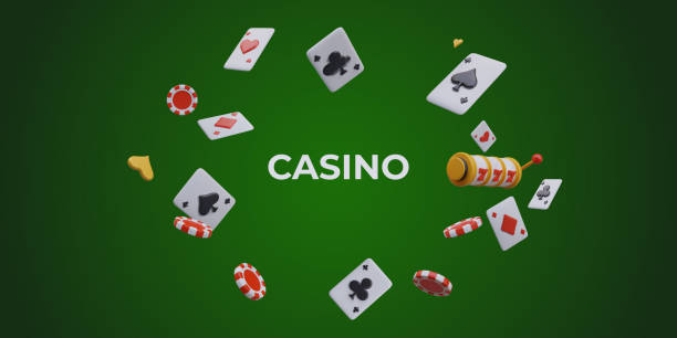 istock Flying playing cards, red chips for poker, and slot machine 1960943146