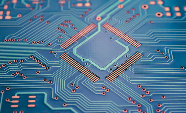 istock blue printed circuit. layout of tracks. 1960969046