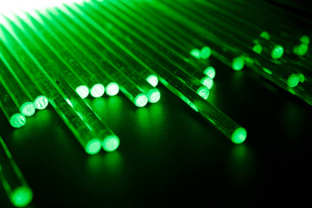glowing optical fiber in the dark