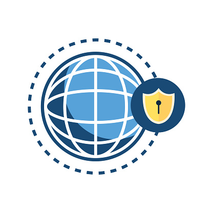 data security illustration of a internet icon and padlock vector isolated