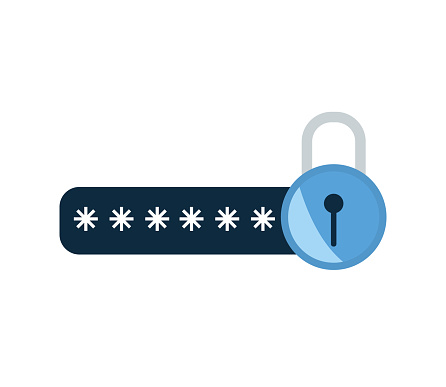 data security illustration of a password and padlock vector isolated