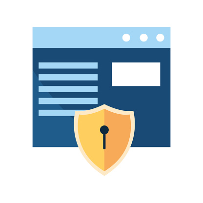 data security illustration of a web page and padlock vector isolated