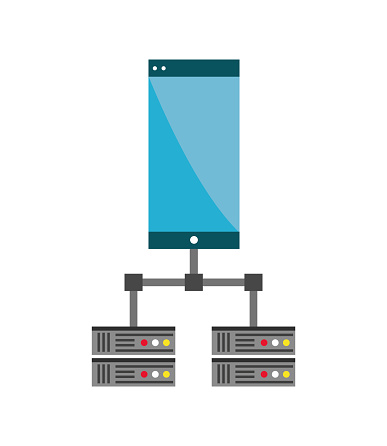 database illustration of phone servers vector isolated
