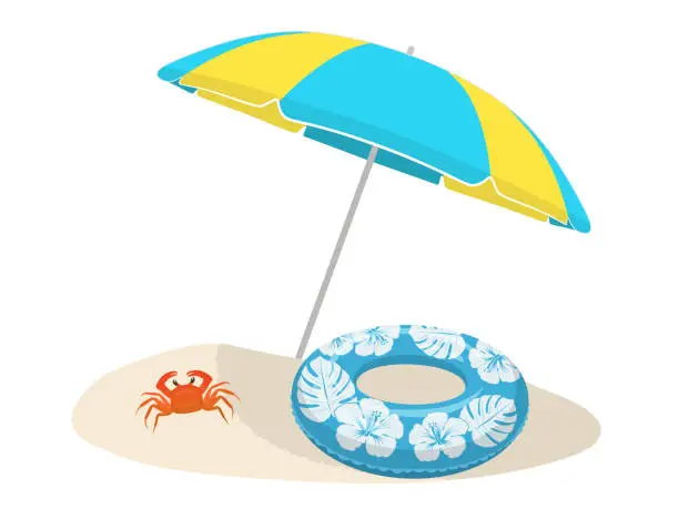 Vector illustration of One point of view with parasols