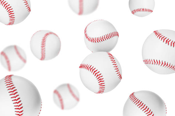 Baseball balls on green color background. Digitally generated image. 3d render.