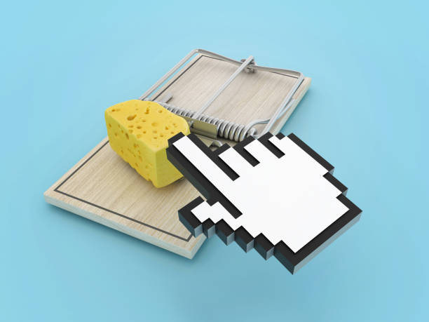 Mouse Trap with Computer Hand Cursor stock photo