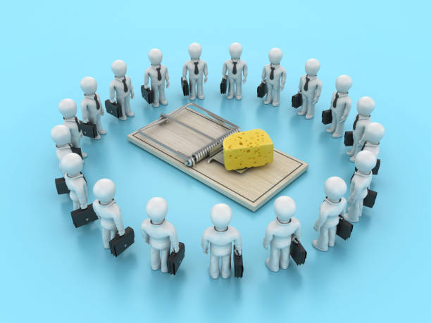 istock Mouse Trap with Cartoon Teamwork People 1961071840