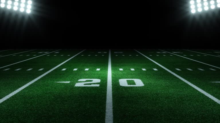 American Football Night Arena with Grass -20 yards