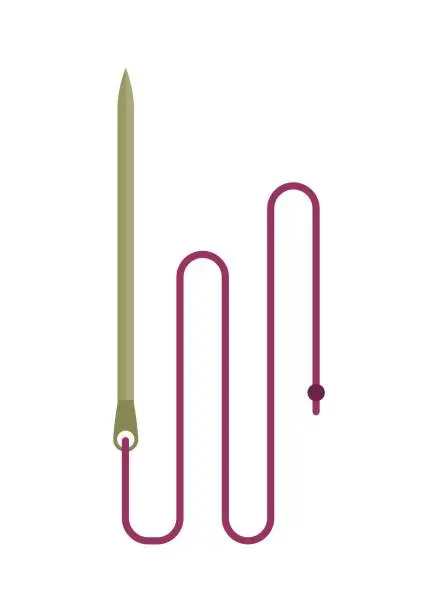 Vector illustration of Needle and thread. Simple flat illustration.