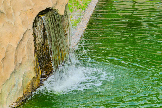 Picture of Water falling into a bright pool of water.