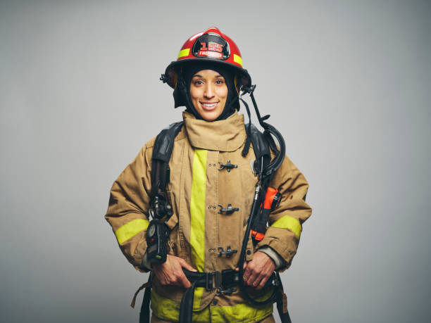 istock Female Firefighter Portrait 1961139821