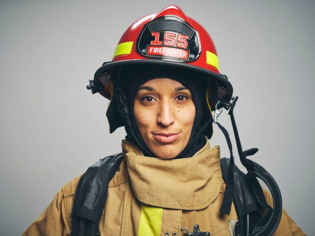 istock Female Firefighter Portrait 1961140339