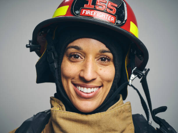 istock Female Firefighter Portrait 1961141469