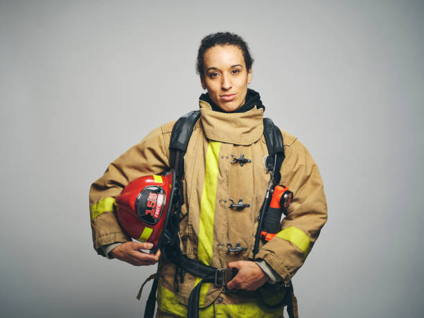 istock Female Firefighter Portrait 1961142022