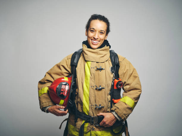 istock Female Firefighter Portrait 1961142563