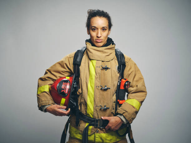 istock Female Firefighter Portrait 1961143100