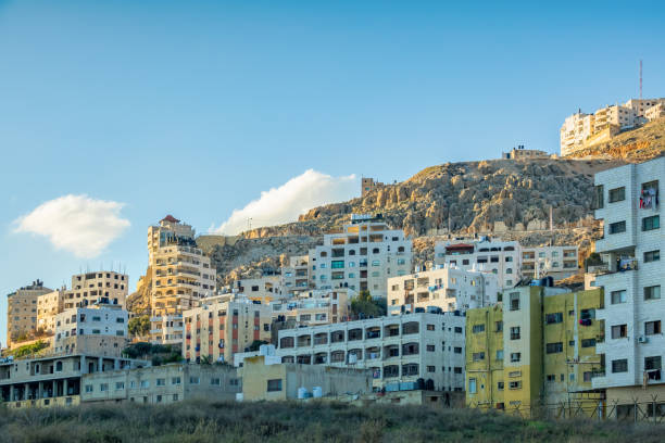 Residential district with apartment buildings in Nablus, West Bank, Palestine.