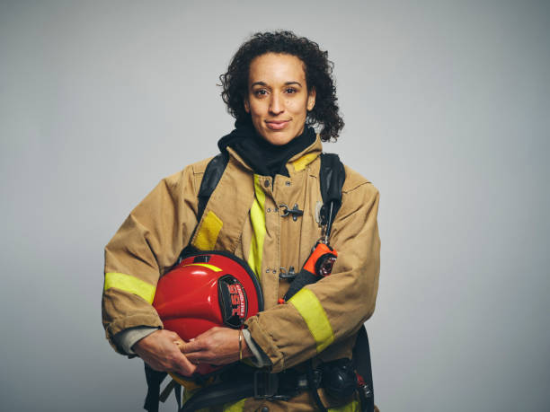 istock Female Firefighter Portrait 1961152712