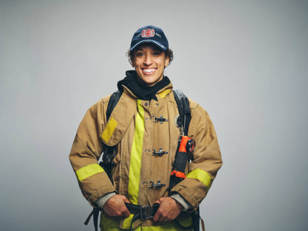 istock Female Firefighter Portrait 1961153774