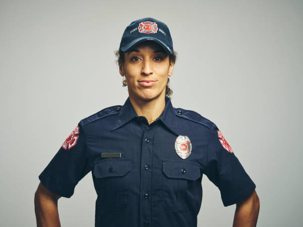 istock Female Firefighter Portrait 1961156352