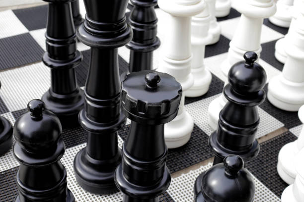 istock Giant black and white chess in the park 1961160461