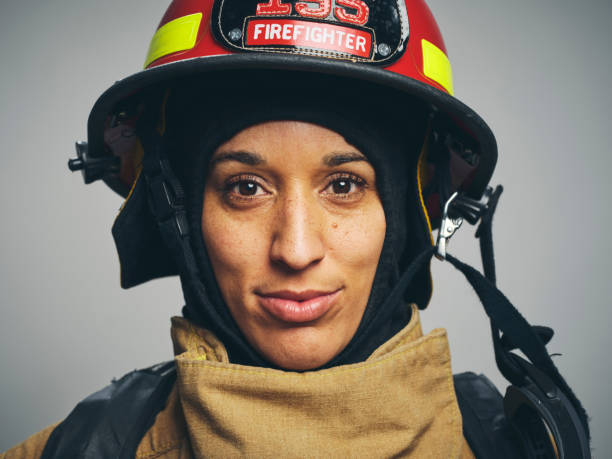 istock Female Firefighter Portrait 1961163564