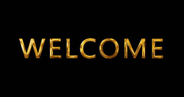 istock Welcome typography text animation in golden metallic form black bg. Glossy greeting invitation artistic luxury opening welcome motion graphic. Welcome message title lettering. 1961186768