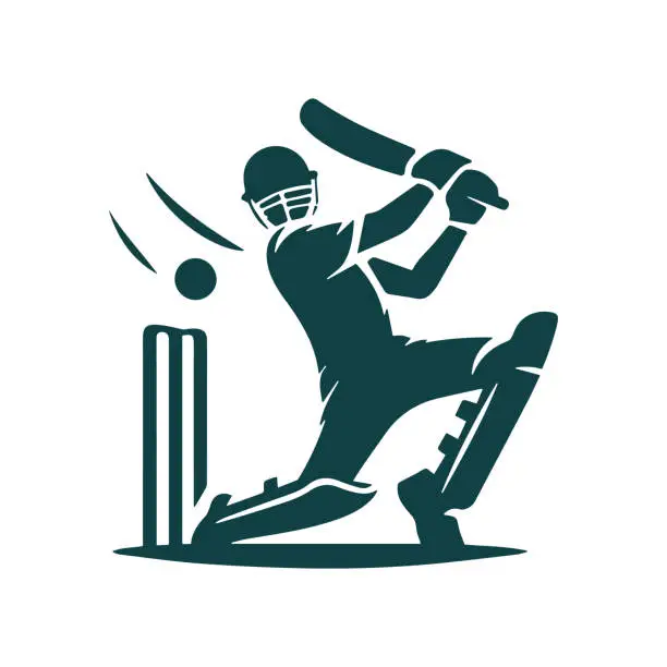 Vector illustration of Cricket Club Player  Vector Illustration