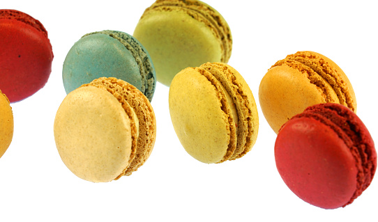 Colorful macaroons isolated on the white background