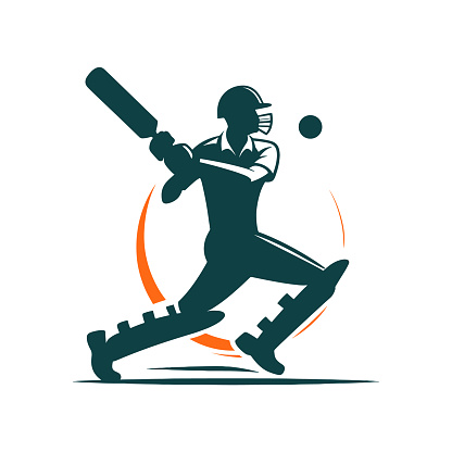 Cricket Player  Design Playing Short Vector