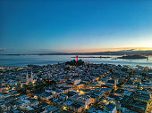 Aerial View Coit Tower at Sunrise
