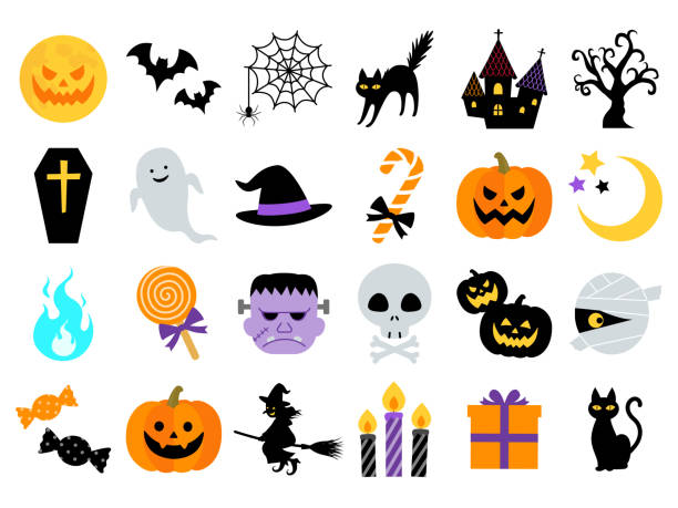 stockillustraties, clipart, cartoons en iconen met halloween icon set - halloween