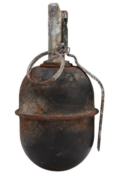 istock Soviet anti-personnel fragmentation hand grenade, designed in the early 1950s. Rusty after earth. 1961223263