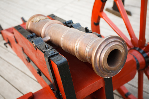 old vintage gunpowder 3 pounder brass cannon